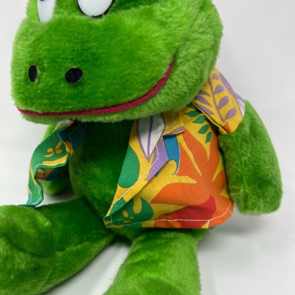 Vintage Frog Plush Romi Toy Inc 1988 Large Stuffed Animal Floral Outfit - Picture 6 of 7